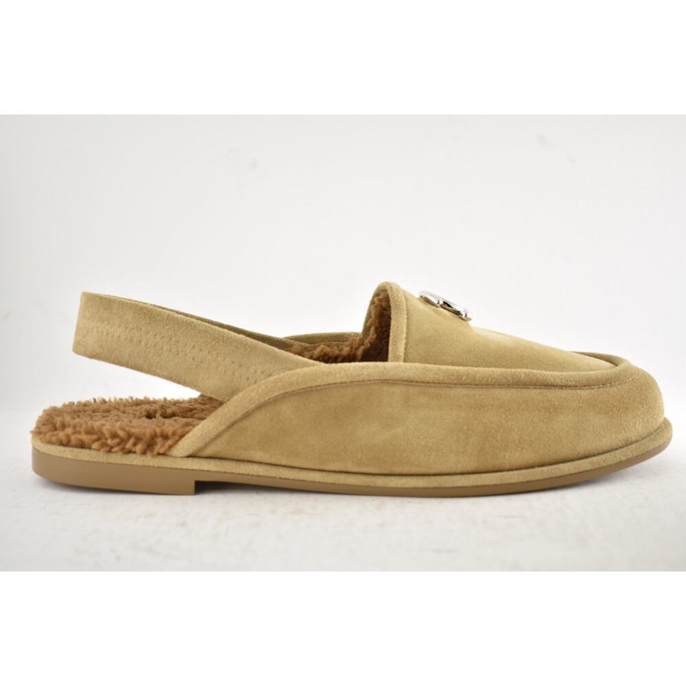 Chanel Dark Beige Suede Shearling CC Moccasin Ballet Slingback Loafer Flat 42 - Picture 3 of 16